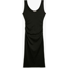 Koton Midi Elbise Askılı U Yaka Fitilli Bodycon