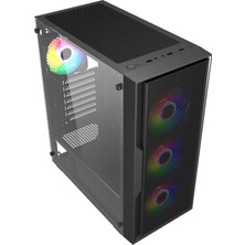 F-Air Tamperli Cam Mesh Ön Panel 6 x Rainbow Fan 750 Watt 80+ Bronze Atx Bilgisayar Kasası