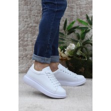 Fort B-150 Beyaz Rahat Kalın Taban Sneaker Erkek Spor Ayakkabı