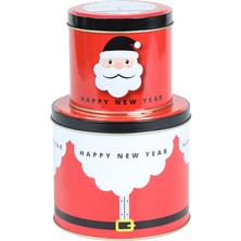 Sarkap Happy New Year Seri - 2'li Metal Yuvarlak Saklama Kabı