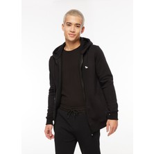 The Crow Kapüşon Yaka Siyah Erkek Sweatshırt TC3906KAPŞONLU Tam Fermuarlı