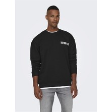 Only & Sons O Yaka Siyah Erkek Sweatshırt 22027056_ONSPINK Floyd Rlx Crew Nec