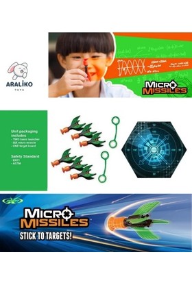 Özel Araliko Toys Seti 3'ü 1 Arada (Catching Games Mavi Köpek Uçan Disk Yakalama Oyunu +Micro Missiles Parmak Sapanı 6'lı Hex6 +Araliko Madalyası)