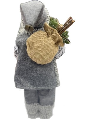 Padilon Yılbaşı Süsü Noel Baba Biblo Figür Büyük Boy 45 cm Gri