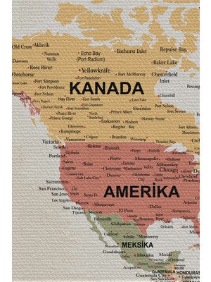 Duvar Örtüsü / Halısı Detaylı Güncel Türkçe Dünya Haritası   Kanvas KUMAŞ-3979