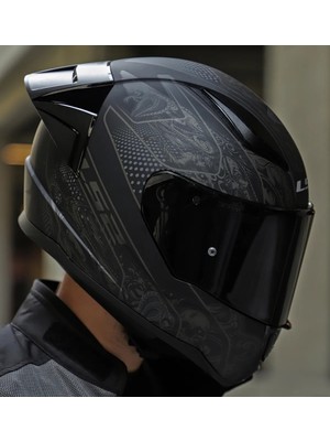 Ls2 Rapıd 2 Race Crypt Fullface Motosiklet Kaskı Mat Siyah 2XL Polikarbonat Malzeme ve Mikrometrik Kapatma