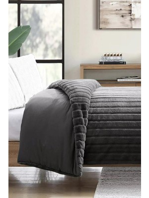 Evlen Home Collection Çift (Taraflı) Kişilik Kürk Yorgan Dolgulu Peluş Yumuşak Wellsoft Yatak Örtüsü 1 Parça Set Linea