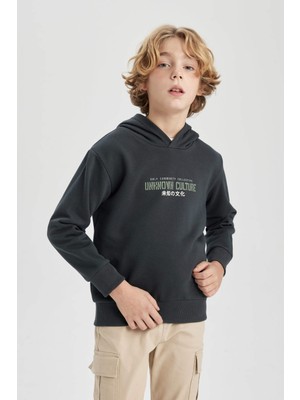 DeFacto Erkek Çocuk Sırt Baskılı Kapüşonlu Sweatshirt B9015A823CW