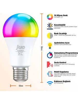 Juo Lumex Akıllı Ampul 9W LED Rgb Wifi & Bluetooth