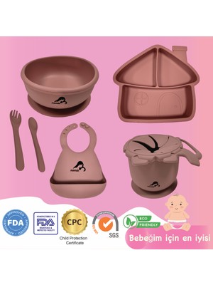 "Momia Bebek Silikon Beslenme Mama Seti - Sağlıklı ve Renkli!" set 1 - bebek yemek tabağı , bebek mama önlüğü , bebek mama kasesi , bebek atıştırmalık kap , bebek kaşık çatal