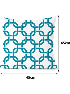 Sunshinee 4 Adet Mavi Geometri Minder Örtüsü Yastık Kılıfı Ev Dekoratif Kanepe Kare Yastık Örtüsü Yatak Odası Araba Dekor 45X45CM (Yurt Dışından)