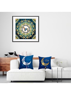 Sunshinee Minder Örtüsü 45X45CM Yastık Kılıfı Eid Mubarak Minder Örtüsü Ay Desen Ramazan Festivali Parti Dekor Yastık Kılıfı (Yurt Dışından)