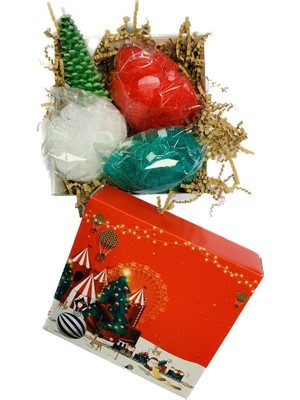 Vonkap Yılbaşı Hediye Spa Seti Sabunlu Duş Lifi ve Çam Kokulu Mum