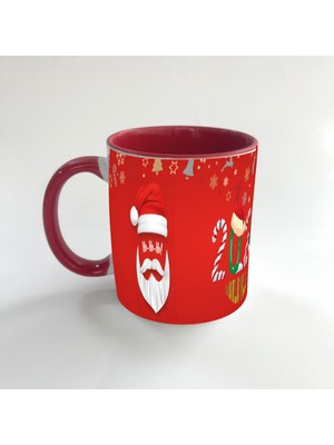 Mor Mürekkep 2024 Noel Baba Tam Tur Baskılı Kırmızı Mega Yılbaşı Kupası