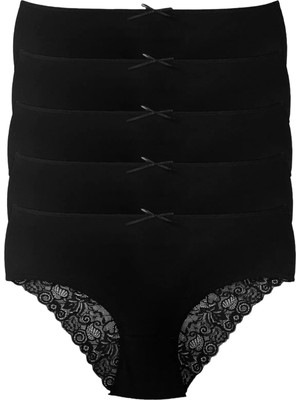 Miss Blue Moon Yüksek Bel Arka Baklava Kesim Dantelli Bato 5'li Külot 5660-3
