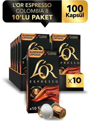 L'or Espresso Origin Colombıa 100 Kapsül Nespresso Uyumlu Premium Tat Deneyimi Kakao Notaları