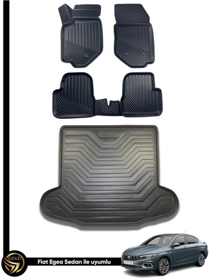 Black Gold Fiat Egea 3D Havuzlu Paspas Sedan + Bagaj Havuzu Ikili Set