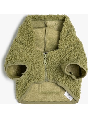 Koton Peluş Köpek Sweatshirt Fermuarlı Kapşonlu