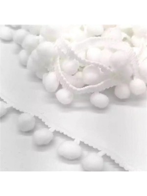 Baby Meva Beyaz Şerit Ponpon 2 mt