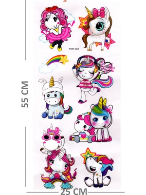 Limmy Duvar Sticker Kabartmalı 3 Boyutlu Sticker, 3D Duvar Stiker 55  x  25  cm - Unicorn Cute