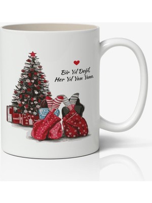 Nostaljik Lezzetler Yılbaşı Temalı Kupa Bardak Baskılı Kahve Kupa Bardak Model 18