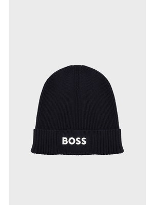 Boss Logolu Pamuk ve Yün Karışımlı Bere Erkek Bere 50499423 402