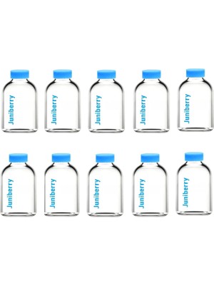 JUNİBELİW 10 Adet 100ML Cam Şişe Mavi Plastik Kapaklı Çok Amaçlı Shot Şişesi Meyve Suyu Shot Şişesi 10X100ML