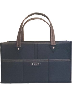 Marva Bebek Bakım Çantası Şık Tasarım ve Fonksiyonel Kullanım 3 Gözlü Keçe Siyah