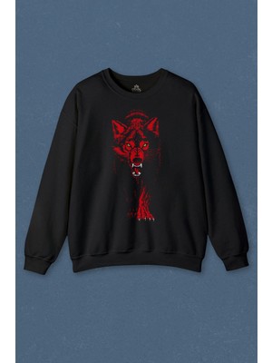 So Cool Unisex Sweatshirt Bozkurt Kurt Kafası Wolf Sarı Kırmızı Baskılı Sweat
