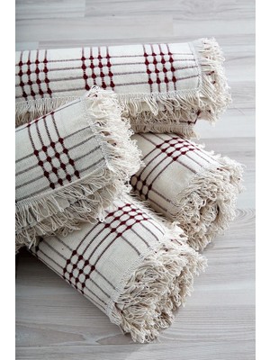 Miss Linda Home Collection Pamuklu Buldan Işi Dört Tarak Bordo Renk Çekyat Örtüsü