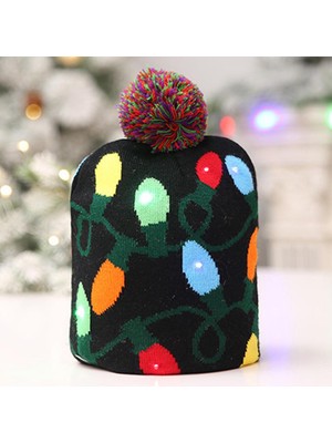 Hermoso Moda LED Parlayan Noel Şapka Renkli Noel Örme Şapka D (Yurt Dışından)