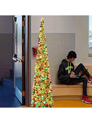 Hermoso 5ft Noel Tinsel Ağaçları Kolay Montajlı Yeniden Kullanılabilir, Altın (Yurt Dışından)