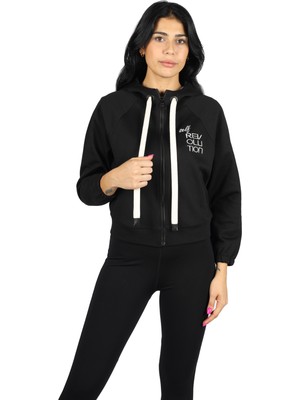 Naar Kadın Kapüşonlu Fermuar Kapamalı Cepli Uzun Kol Siyah Ceket NAAR71606-SİYAH