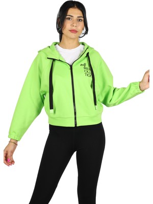 Naar Kadın Kapüşonlu Fermuar Kapamalı Cepli Uzun Kol Yeşil Ceket NAAR71606-YEŞİL