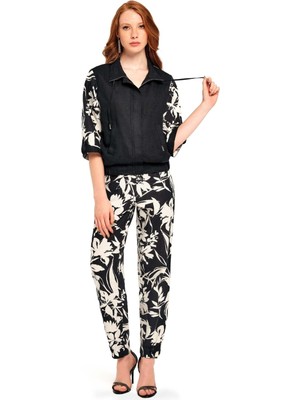 Guitar Kadın Siyah-Beyaz Pantolon HGU23064PNT-SIY/BEY