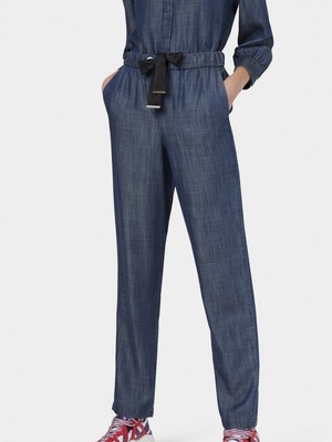 Emporio Armani Kadın Belden Bağlamalı Lastikli Lacivert Pantolon 3H2P94 2D5AZ-941