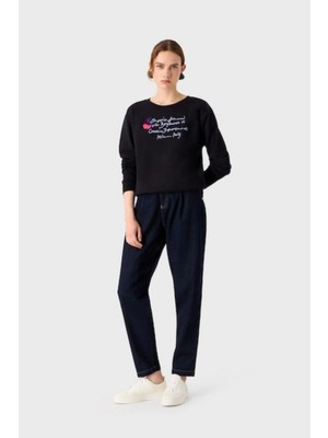 Emporio Armani Kadın Marka Logolu Uzun Kollu Rahat Siyah Sweatshirt 6R2M7E 2J49Z-0926