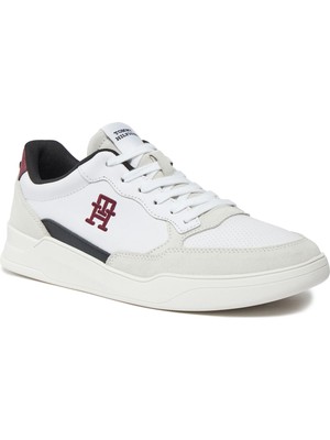 Tommy Hilfiger Erkek Marka Logolu Bağcıklı Kaydırmaz Tabanlı Günlük Beyaz Sneaker FM0FM04929-YBS