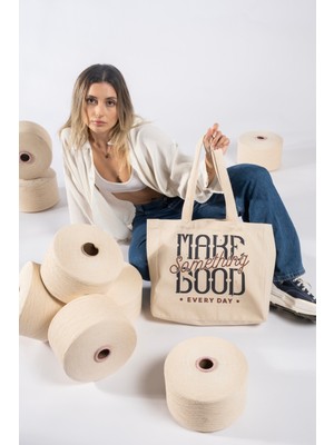 The Lycos "make Something Good" Canvas Tote Omuz ve Plaj Çantası