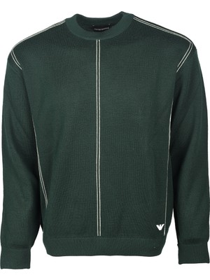 Emporio Armani Erkek Regular Fit Pamuklu Bisiklet Yaka Uzun Kollu Yeşil Kazak 6R1MX3 1MOZZ-0565