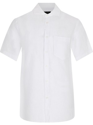 Paul & Shark Erkek Logolu Basic Regular Fit Kısa Kollu Beyaz Gömlek 23413257-010