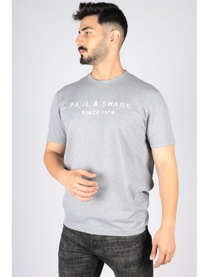 Paul & Shark  Erkek Logolu Basic Regular Fit Kısa Kollu Gri T-Shirt 23411065-930