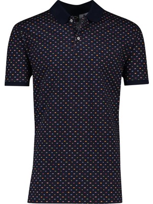 Paul & Shark  Erkek Pamuklu Regular Fit Desenli Kısa Kollu Lacivert Polo Yaka T-Shirt 23411319-013
