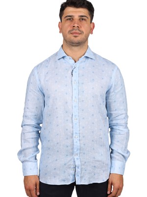 Paul & Shark Erkek Marka Logo Detaylı Regular Fit Uzun Kollu Mavi Gömlek 23413114J-002