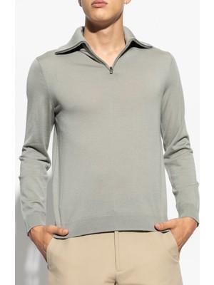 Emporio Armani Erkek Uzun Kollu Dik Yakalı Logolu Haki Kazak 6R1MXF 1MNFZ-F636