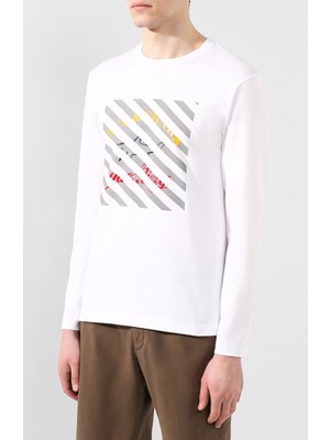 Paul & Shark  Erkek Marka Logo Detaylı Regular Fit Uzun Kollu Beyaz T-Shirt P20P1502-010