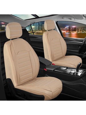 Asya Ford Puma Uyumlu Lüks Deri Oto Koltuk Kılıfı Ön/arka Set Aysa Seri Bej