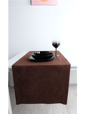 2'li Kadife Dokulu Runner Koyu Kahve