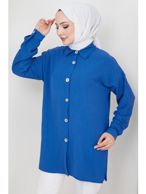 Hafsa Mina  Aerobin Oversize Tunik Indigo HM2324