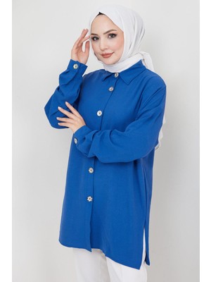 Hafsa Mina  Aerobin Oversize Tunik Indigo HM2324